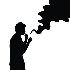 Smoking man silhouette vector on white background