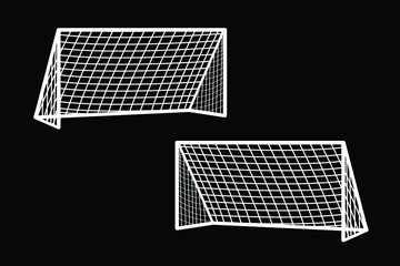 Soccer goal flat icon. Vector on black background - 368417896