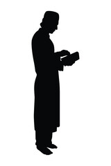 Standing muslim silhouette vector on white background