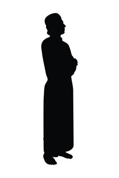 recommend clip art: Standing muslim silhouette vector on white background