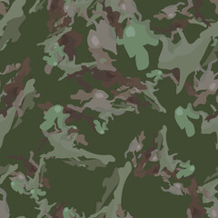 Forest camouflage of various shades of green, beige and brown colors