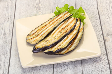 Grilled eggplant in the bowl