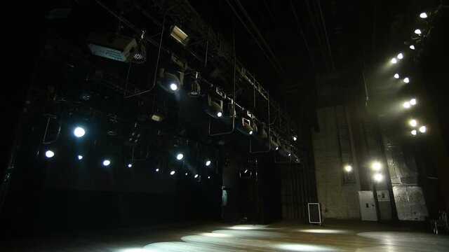 Professional lighting devices, lighting equipment on the stage.