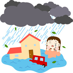 Town affected by heavy rain and flood