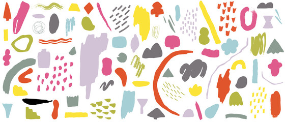 Hand drawn abstract arts vector element collection. Organic Shapes and brush design for cover, banner background. social post and stories background decoration, print, wallpaper. Vector illustration