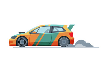 Sport Racing Car, Side View, Fast Motor Racing Vehicle Vector Illustration