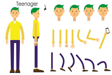 The character is a teenager. A cartoon character for your animation. Walk animation.