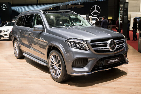GENEVA, SWITZERLAND - MARCH 7, 2017: Mercedes Benz GLS 350d SUV car presented at the 87th Geneva International Motor Show.
