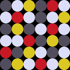 Bright abstract seamless pattern with circles. Modern style. Vector background.