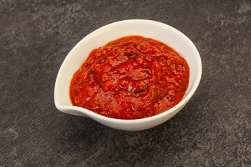 Tomato spicy sauce in the bowl
