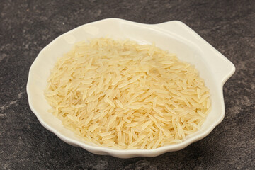 Raw basmati rice in the bowl