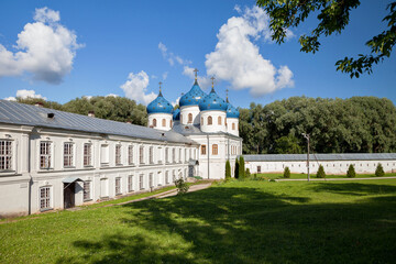 St. George's (Yuriev) Monastery, Veliky Novgorod, Russia - Holy Cross Cathedral of St. George's Monastery, Yurievo village, outskirts of Veliky Novgorod. UNESCO world heritage site.