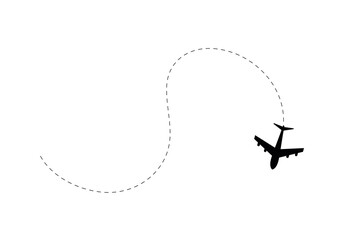 Airplane route. Airplane path in dotted line shape. Route of plane isolated