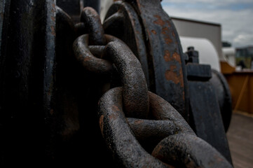 Close up of rusty industrial mechanical components. 