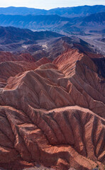 Eroded landscape in Tilcara, Tilcara,Quebrada de Humahuaca, Jujuy province, Aerial View, Argentina, South America, America