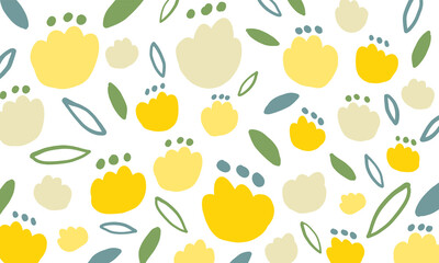 北欧風花柄　きいろ