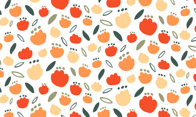 北欧風花柄　あか