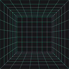3D Grid Vector Graphic in 80's Retro Style