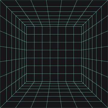 3D Grid Vector Graphic in 80's Retro Style