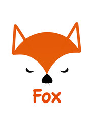 Cute illustration of a fox drawn orange with text
