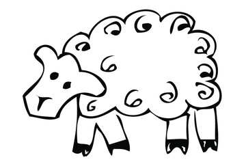 Vector Simple Manual Hand Draw Outline Sketch of sheep
