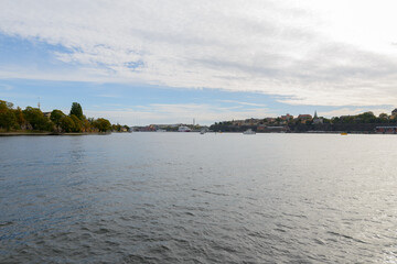 Portrait of city and lake against view of the sky in Stockholm, Sweden