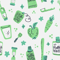 Oral care seamless pattern background vector