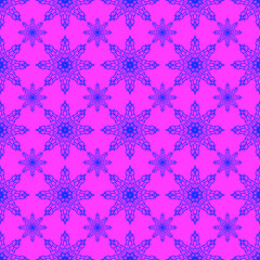 Naklejka na ściany i meble Abstract round blue patterns on a pink background, seamless pattern, vector