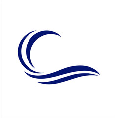Logo Shape Letter C Mixed with Wave