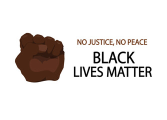 Black lives matter. Sticker, patch, t-shirt print, logo design. Support for equal rights of black people. African American arm gesture on a white background