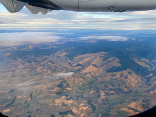 Fototapeta na wymiar View of the Waikato region from an airplane window