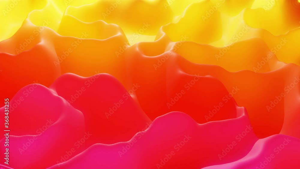 Poster stylish abstract looped background, changing surface of soft translucent material like peach jelly. 