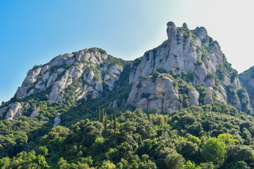 Photo taken from the Montserrat monastery with views of the mountains and the valley