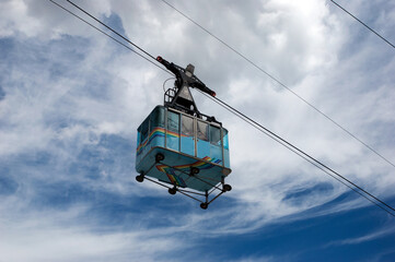 Cable Car Ascending in the Alps