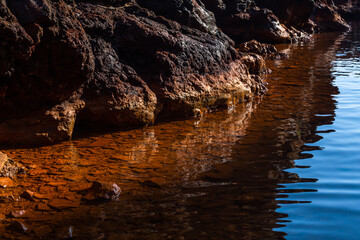 cliffs and rocks of santorini and nea kameni island