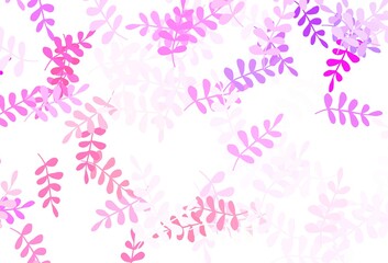Light Pink, Red vector doodle pattern with leaves.