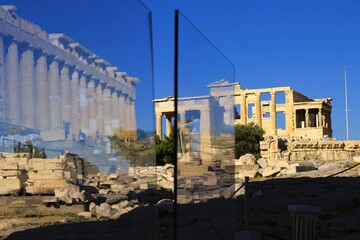 Greece, Athens, June 16 2020 -  Plexiglass separators have been installed at Acropolis' Propylaia following a long list of new safety rules due to coronavirus outbreak.