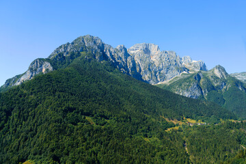Mountain landscape along the road to Vivione pass