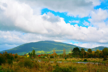 Obraz premium Bright autumn colours on the banks of Tongariro river near town of Turangi. North Island, New Zealand
