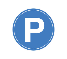 Parking icon. Blue circle parking sign.  Parking sign vector design. 