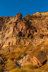 cliffs and rocks of Santorini and nea kameni island