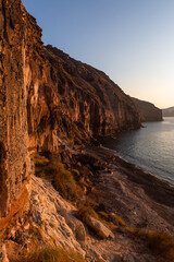 Fototapeta na wymiar cliffs and rocks of santorini island