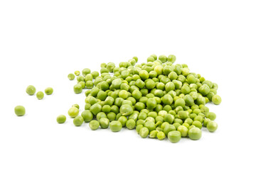 Green peas, isolated on white background. Close-up