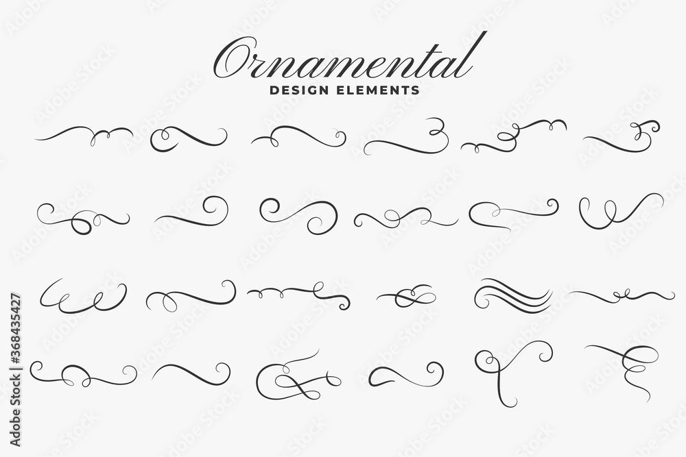 Wall mural classic ornamental curls borders or dividers set