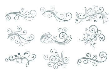 decorative florals elements set in different style
