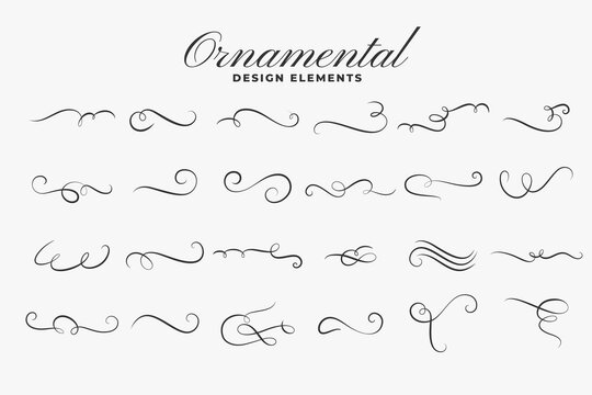 classic ornamental curls borders or dividers set