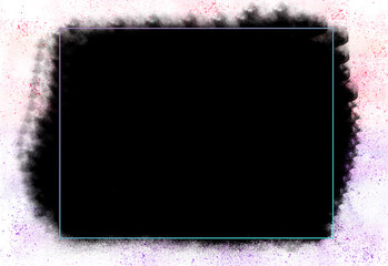Empty Rectangle Frame With Black Mask On White Sprinkle Background Template-For Banner, Poster, Card & Photo Frame