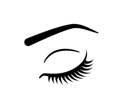 Single eye vector icon. Closed woman's eye illustration