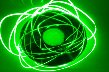 Compact disk under green laser beam