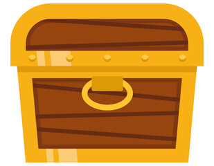 Pirate treasure chest. Vintage wooden object in flat style.